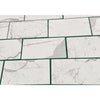 White marble-patterned rectangular tiles from Statuary-Statuario White 6X12 Italian Marble collection
