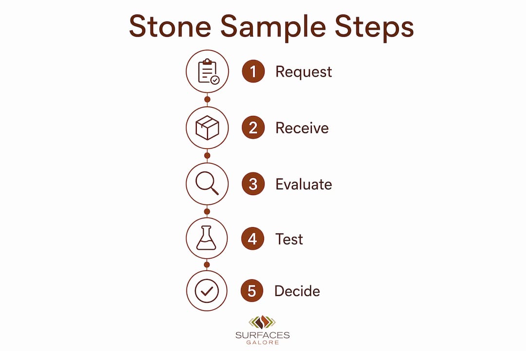 Infographic showing natural stone tile selection steps