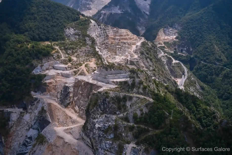 Terraced mountain quarry.