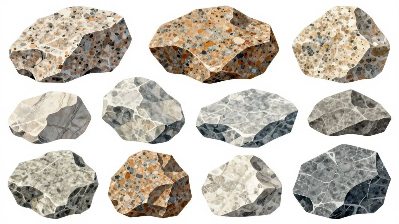 Natural stone textures and patterns sketch.