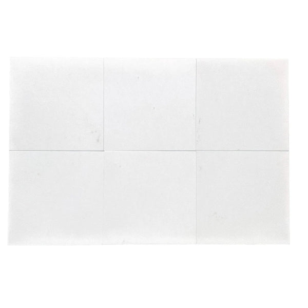 White rectangular Thassos Greek Marble 12X12 honed tiles displayed for sale