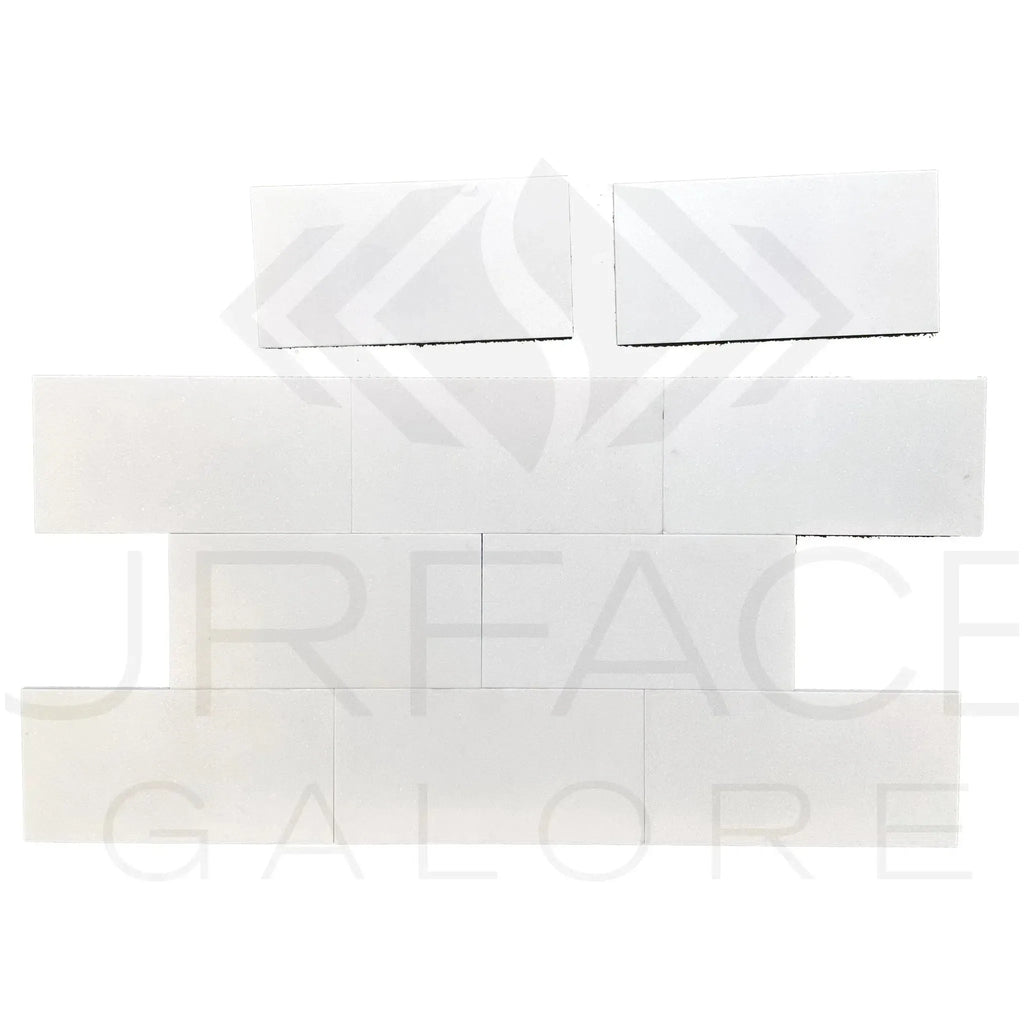 Thassos White Marble 3X6 Polished Tile showcasing sleek white rectangular design