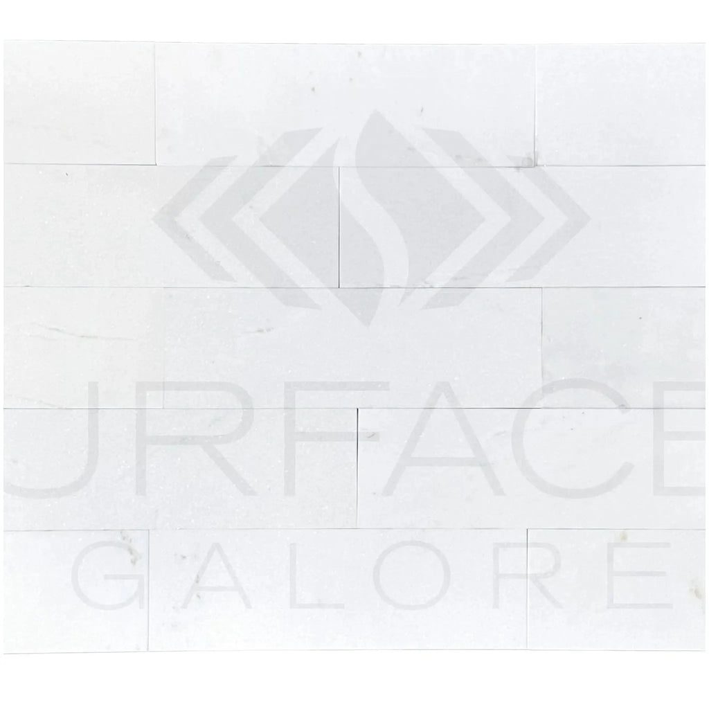 White rectangular Thassos White Marble polished tile, ideal for elegant flooring