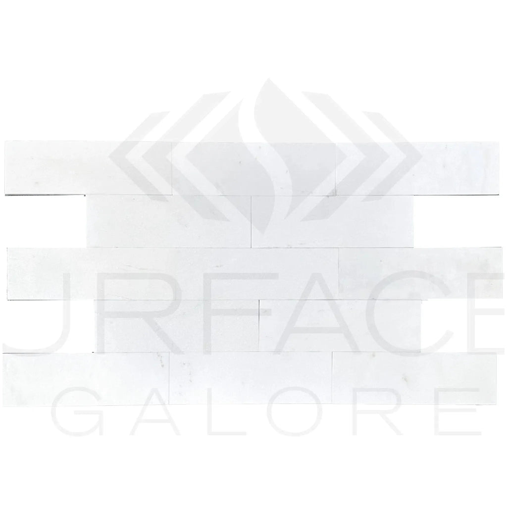 Thassos White Marble polished tile showcasing elegant white stacked stone wall panel design