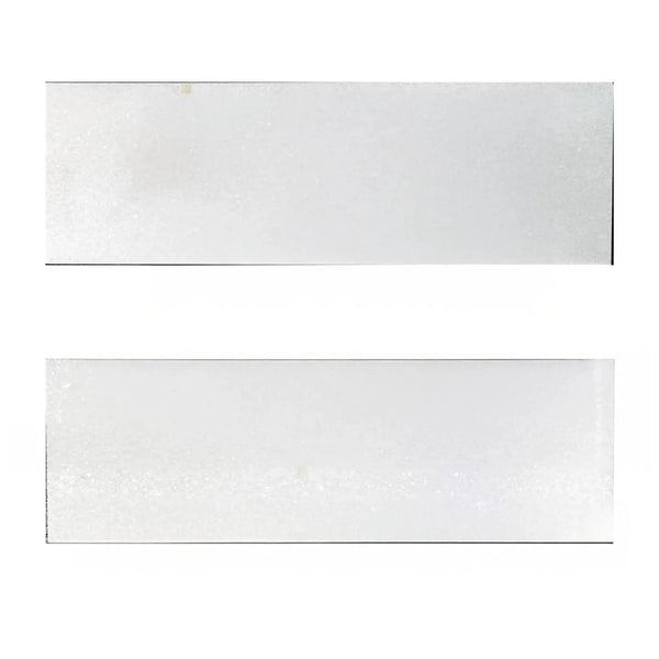 Two glossy rectangular Thassos White Marble polished tiles for flooring