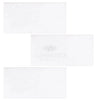 Three white rectangular tiles of Thassos White 12X24 Marble Polished or Honed