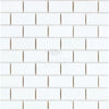 Thassos White 1X2 Brick Mosaic Marble Polished or Honed in a white subway tile pattern