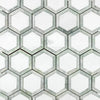 Thassos White 2 Vortex Hexagon Marble Mosaic Tile with Ming-Green Accent Pattern