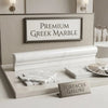 Thassos white 2x12 og-1 single-step chair rail trim marble display with curved baseboard mosaic tiles and polished slabs