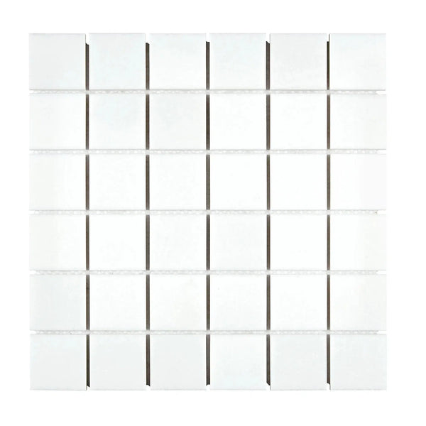 Thassos White 2X2 Mosaic Marble Polished or Honed with elegant white square tiles