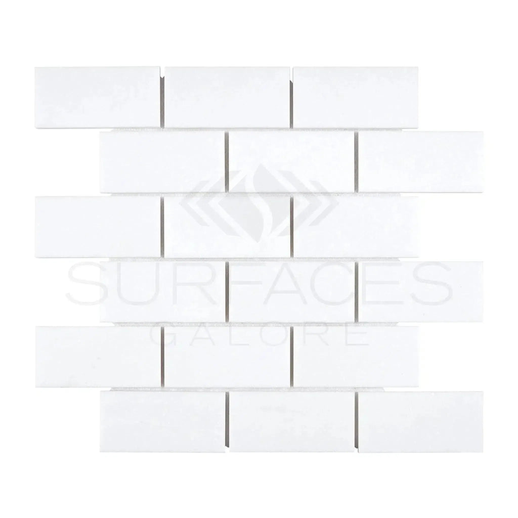 Thassos White 2X4 Straight-Edged Brick Mosaic Marble Polished or Honed Tile Mosaic