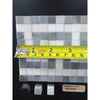 Gray and white marble mosaic tile with greek key border in thassos white polished or honed finish with blue-gray accents
