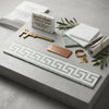 Thassos white greek key border marble mosaic tile in light gray and white polished or honed finish