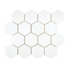 Thassos White 3 Inch Hexagon Mosaic Marble Polished or Honed Tile Display Image