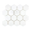 Thassos White 3 Inch Hexagon Mosaic Marble Polished or Honed Tile Display