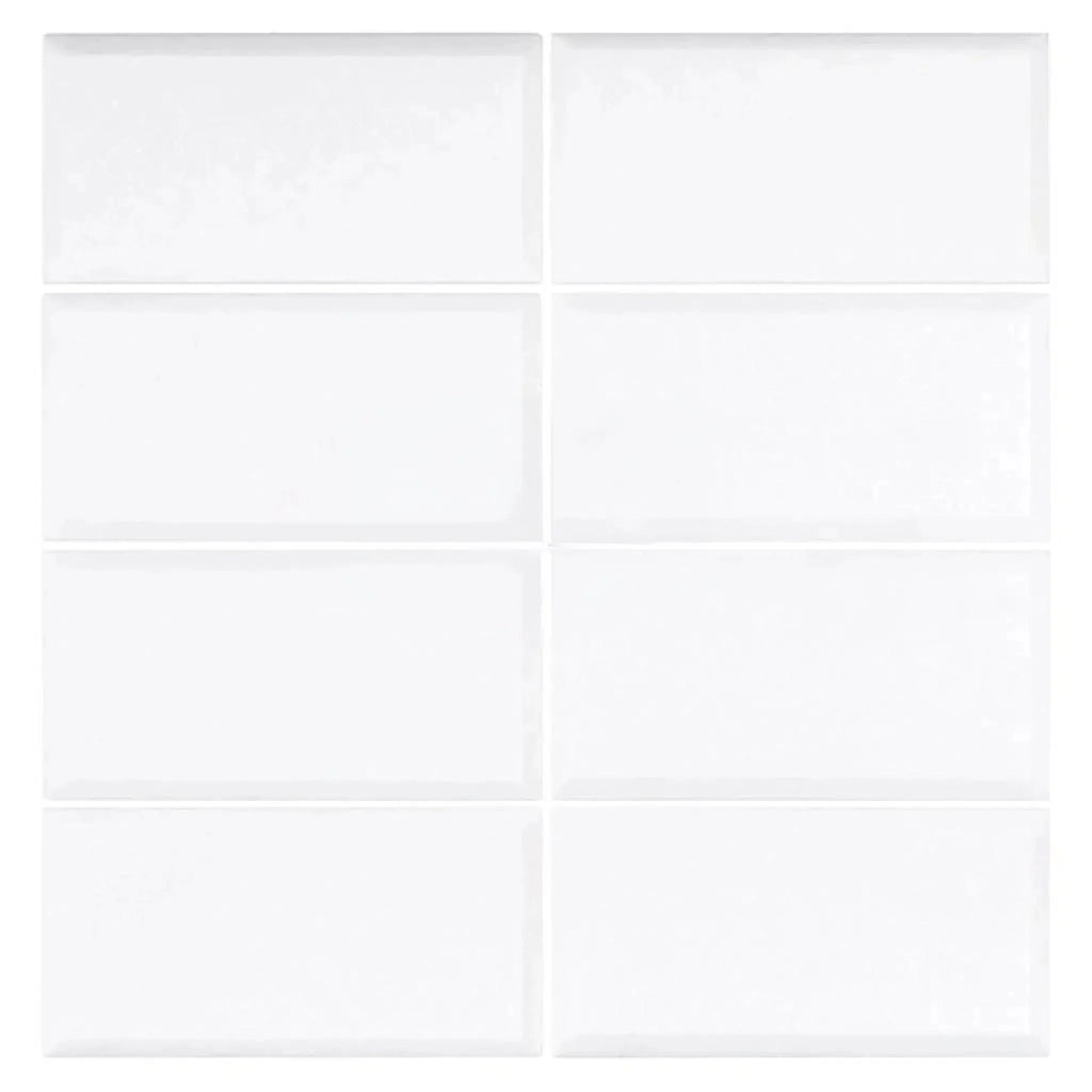 Thassos White 3X6 Deep-Beveled Marble Polished-Honed White Rectangular Tiles