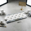 Thassos white 4 3/4x12 basketweave border marble tile in polished or honed finish with white gray herringbone pattern
