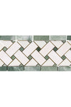 Thassos White 4 3/4X12 Basketweave Border (w/ Ming-Green) Marble Polished or Honed