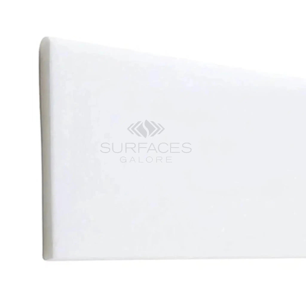 Thassos White 4X12 Marble Polished Long-Side Single-Edge Bullnosed Rectangular Surface