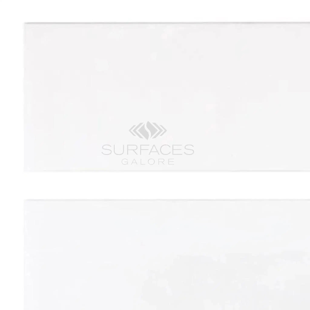 Thassos White 4X12 Marble Polished or Honed on a white rectangular surface