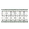 Decorative mosaic tile featuring Thassos White, Carrara, and Ming Green in elegant design