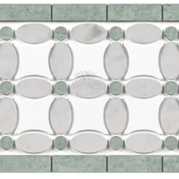 Thassos White Florida Flower Border showcasing decorative marble tile design and colors