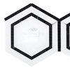 Thassos White 5 Inch Hexagon Mosaic Tile with Black Marble Polished or Honed Finish