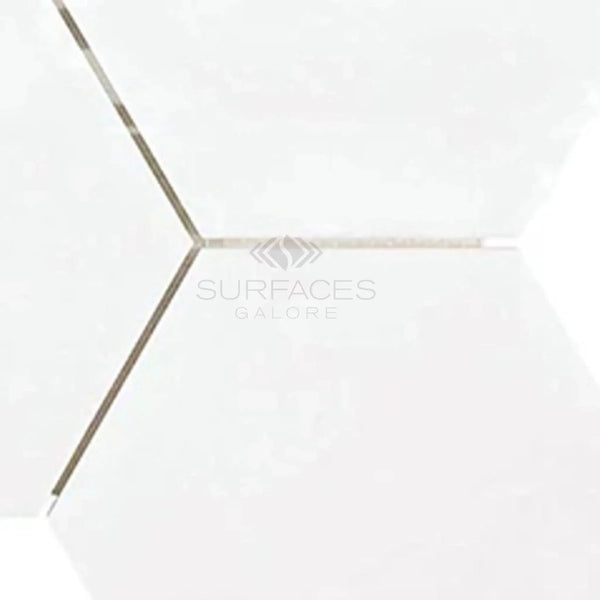 White hexagonal Thassos White 6 inch mosaic marble tiles polished or honed