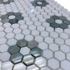 Thassos White and Ming Green 1’’ Hexagon Mosaic Tile Floor