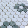 Thassos White and Ming Green 1’’ Hexagon Mosaic Tile Floor