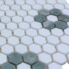 Thassos White and Ming Green 1’’ Hexagon Mosaic Tile Floor