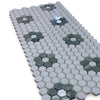 Thassos White and Ming Green 1’’ Hexagon Ceramic Mosaic Tile Sheet