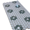 Thassos White and Ming Green 1’’ Hexagon Ceramic Mosaic Tile Sheet
