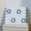 Thassos White and Ming Green 1’’ Hexagon Ceramic Mosaic Tile Panel