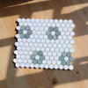 Thassos White and Ming Green Honeycomb 1’’ Hexagon Mosaic Ceramic Coaster Set