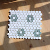 Thassos White and Ming Green Honeycomb 1’’ Hexagon Mosaic Ceramic Coaster Set