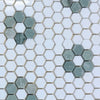 Thassos White and Ming Green Honeycomb 1’’ Hexagon Mosaic Tile Wall Panel