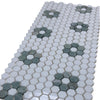 Thassos White and Ming Green 1’’ Hexagon Mosaic Tile Floor Mat