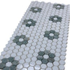 Thassos White and Ming Green 1’’ Hexagon Mosaic Tile Floor Mat