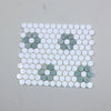 Thassos White and Ming Green 1-inch Hexagon Ceramic Mosaic Tile