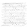 White mosaic tile sheet showcasing Thassos White Bamboo Sticks polished marble