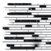 Black and white mosaic tile design in Thassos White Bamboo Sticks marble product