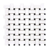 Woven white and black tile mosaic in Thassos White Basketweave Marble design