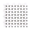 Woven black and white tile pattern in Thassos White Basketweave Mosaic Marble