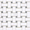 White and gray basketweave tile pattern of Thassos White Mosaic Marble