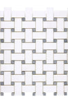 Thassos White Basketweave Mosaic (w/ Blue-Gray) Mosaic Marble Polished or Honed