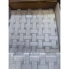 Thassos White Basketweave Mosaic marble tiles with gray accents for elegant wall or floor design