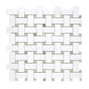 Thassos White Basketweave Mosaic with Ming Green Marble in polished or honed finish