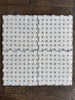White woven plastic mat with grid pattern and textured surface for Thassos White Basketweave Mosaic
