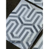 Geometric gray and white tile pattern on Thassos White Berlinetta Design Mosaic